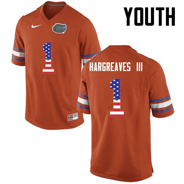 Youth NCAA Florida Gators Vernon Hargreaves III #1 Stitched Authentic USA Flag Fashion Nike Orange College Football Jersey RYC5165YP